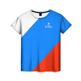 Женская футболка 3D с принтом Team Russia 2018 (Premium) в Курске, 100% полиэфир ( синтетическое хлопкоподобное полотно) | прямой крой, круглый вырез горловины, длина до линии бедер | 0x000000123 | russia | team | россия