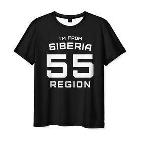 Мужская футболка 3D с принтом i`m from Siberia(Я из сибири) в Курске, 100% полиэфир | прямой крой, круглый вырез горловины, длина до линии бедер | 55 регион | from siberia | омск | омская область | регионы россии | россия | сибирь | я из сибири