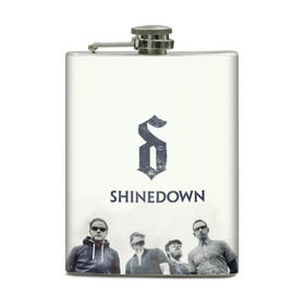 Фляга с принтом Shinedown band в Курске, металлический корпус | емкость 0,22 л, размер 125 х 94 мм. Виниловая наклейка запечатывается полностью | 