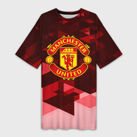 Платье-футболка 3D с принтом Manchester United Abstract в Курске,  |  | england | football | logo | manchester united | sport | абстракция | англия | арт | геометрия | лига | лого | манчестер | спорт | текстура | фигуры | фк | футбол | футбольный клуб | эмблема
