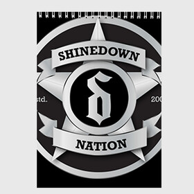 Скетчбук с принтом Shinedown Nation в Курске, 100% бумага
 | 48 листов, плотность листов — 100 г/м2, плотность картонной обложки — 250 г/м2. Листы скреплены сверху удобной пружинной спиралью | Тематика изображения на принте: 