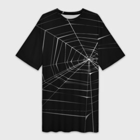 Платье-футболка 3D с принтом Паутина в Курске,  |  | паук | сеть | черный
