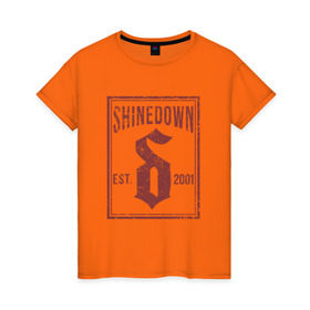 Женская футболка хлопок с принтом Shinedown est. 2001 в Курске, 100% хлопок | прямой крой, круглый вырез горловины, длина до линии бедер, слегка спущенное плечо | shinedown