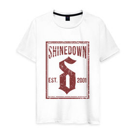 Мужская футболка хлопок с принтом Shinedown est. 2001 в Курске, 100% хлопок | прямой крой, круглый вырез горловины, длина до линии бедер, слегка спущенное плечо. | shinedown