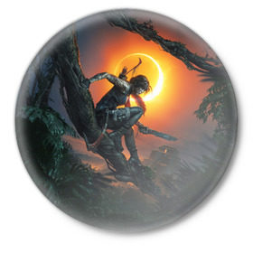 Значок с принтом Shadow of the Tomb Raider в Курске,  металл | круглая форма, металлическая застежка в виде булавки | Тематика изображения на принте: croft | lara | raider | tomb | гробниц | крофт | лара | расхитительница