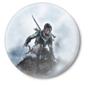 Значок с принтом Tomb Raider в Курске,  металл | круглая форма, металлическая застежка в виде булавки | croft | lara | raider | tomb | гробниц | крофт | лара | расхитительница
