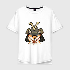 Мужская футболка хлопок Oversize с принтом Самурай в Курске, 100% хлопок | свободный крой, круглый ворот, “спинка” длиннее передней части | доге | китай | лайка | лиса | собака | собачка | япония