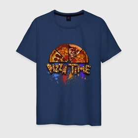 Мужская футболка хлопок с принтом Pizza Time 2 в Курске, 100% хлопок | прямой крой, круглый вырез горловины, длина до линии бедер, слегка спущенное плечо. | 
