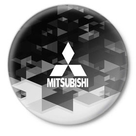 Значок с принтом Mitsubishi sport geometry в Курске,  металл | круглая форма, металлическая застежка в виде булавки |  машина | марка | митсубиси