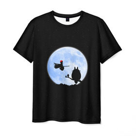 Мужская футболка 3D с принтом Totoro and the moon в Курске, 100% полиэфир | прямой крой, круглый вырез горловины, длина до линии бедер | Тематика изображения на принте: anime | moon | myneighbortotoro | night | stars | totoro | аниме | звезды | канта | кодомо | котобус | кусакабэ | луна | мэй | ночь | сусуватари | тацуо | тоторо | хаяомиядзаки | ясуко