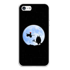Чехол для iPhone 5/5S матовый с принтом Totoro and the moon в Курске, Силикон | Область печати: задняя сторона чехла, без боковых панелей | anime | moon | myneighbortotoro | night | stars | totoro | аниме | звезды | канта | кодомо | котобус | кусакабэ | луна | мэй | ночь | сусуватари | тацуо | тоторо | хаяомиядзаки | ясуко