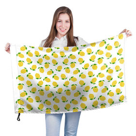 Флаг 3D с принтом Лимоны в Курске, 100% полиэстер | плотность ткани — 95 г/м2, размер — 67 х 109 см. Принт наносится с одной стороны | food | lemon | vegan | vegetarian | веган | вегетарианство | еда | лимон