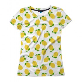 Женская футболка 3D с принтом Лимоны в Курске, 100% полиэфир ( синтетическое хлопкоподобное полотно) | прямой крой, круглый вырез горловины, длина до линии бедер | food | lemon | vegan | vegetarian | веган | вегетарианство | еда | лимон