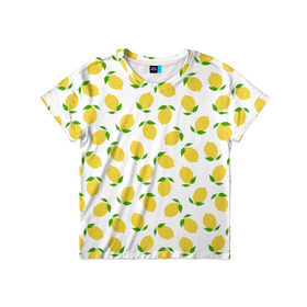 Детская футболка 3D с принтом Лимоны в Курске, 100% гипоаллергенный полиэфир | прямой крой, круглый вырез горловины, длина до линии бедер, чуть спущенное плечо, ткань немного тянется | food | lemon | vegan | vegetarian | веган | вегетарианство | еда | лимон