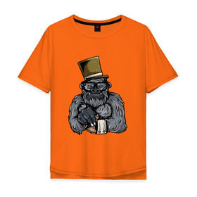 Мужская футболка хлопок Oversize с принтом Гроссмейстер в Курске, 100% хлопок | свободный крой, круглый ворот, “спинка” длиннее передней части | chess | sport | горилла | животные | мат | обезьяна | примат | спорт | шах | шахматы | шляпа
