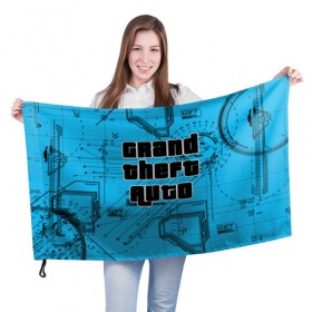 Флаг 3D с принтом Grand Theft Auto в Курске, 100% полиэстер | плотность ткани — 95 г/м2, размер — 67 х 109 см. Принт наносится с одной стороны | 
