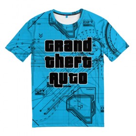 Мужская футболка 3D с принтом Grand Theft Auto в Курске, 100% полиэфир | прямой крой, круглый вырез горловины, длина до линии бедер | 