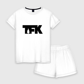 Женская пижама с шортиками хлопок с принтом TFK logo black в Курске, 100% хлопок | футболка прямого кроя, шорты свободные с широкой мягкой резинкой | Тематика изображения на принте: tfk | thousand foot krutch