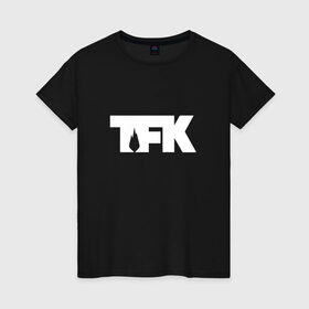 Женская футболка хлопок с принтом TFK logo white в Курске, 100% хлопок | прямой крой, круглый вырез горловины, длина до линии бедер, слегка спущенное плечо | tfk | thousand foot krutch