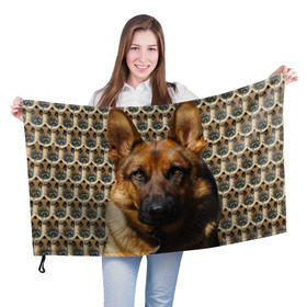 Флаг 3D с принтом Овчарка в Курске, 100% полиэстер | плотность ткани — 95 г/м2, размер — 67 х 109 см. Принт наносится с одной стороны | любимец | овчарка | пес | песик | питомец | собака | собаки