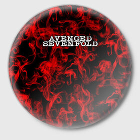 Значок с принтом Avenged Sevenfold в Курске,  металл | круглая форма, металлическая застежка в виде булавки | avenged sevenfold | metal | rock | sevenfold | группа | отомщенный | отомщенный семикратно | рок | рокеры