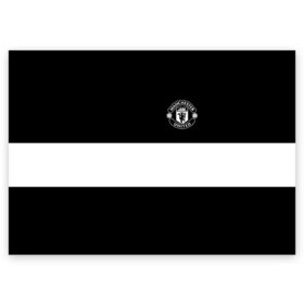 Поздравительная открытка с принтом FC Manchester United в Курске, 100% бумага | плотность бумаги 280 г/м2, матовая, на обратной стороне линовка и место для марки
 | Тематика изображения на принте: black   white | england | football | logo | manchester united | sport | англия | арт | лига | лого | манчестер юнайтед | спорт | текстура | фк | футбол | футбольный клуб | черно белый | эмблема
