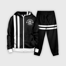 Детский костюм 3D с принтом Manchester United BlackWhite в Курске,  |  | england | football | logo | manchester united | sport | англия | арт | лига | лого | манчестер юнайтед | спорт | текстура | фк | футбол | футбольный клуб | эмблема