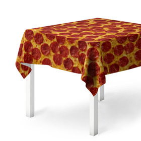 Скатерть 3D с принтом Пицца пепперони в Курске, 100% полиэстер (ткань не мнется и не растягивается) | Размер: 150*150 см | pepperoni | pizza | еда | колбаса | мясо | пица | сардельки | сыр | фастфуд