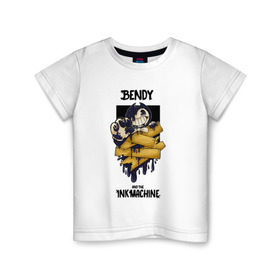 Детская футболка хлопок с принтом Bendy and the Ink Machine в Курске, 100% хлопок | круглый вырез горловины, полуприлегающий силуэт, длина до линии бедер | 0x000000123 | bendy | ink machine | бенди