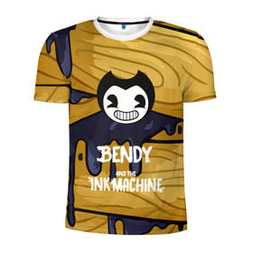 Мужская футболка 3D спортивная с принтом Bendy and the Ink Machine в Курске, 100% полиэстер с улучшенными характеристиками | приталенный силуэт, круглая горловина, широкие плечи, сужается к линии бедра | 0x000000123 | bendy | ink machine | бенди