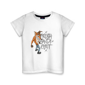 Детская футболка хлопок с принтом Crush Bandicoot в Курске, 100% хлопок | круглый вырез горловины, полуприлегающий силуэт, длина до линии бедер | 