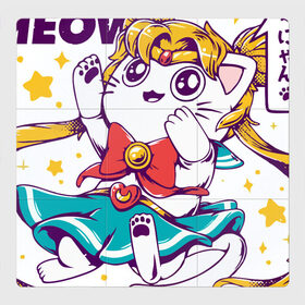 Магнитный плакат 3Х3 с принтом Sailor Moon в Курске, Полимерный материал с магнитным слоем | 9 деталей размером 9*9 см | кот | котики | сейлор мун