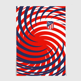 Постер с принтом Atletico Madrid в Курске, 100% бумага
 | бумага, плотность 150 мг. Матовая, но за счет высокого коэффициента гладкости имеет небольшой блеск и дает на свету блики, но в отличии от глянцевой бумаги не покрыта лаком | атлетико мадрид | полосы | эмблема