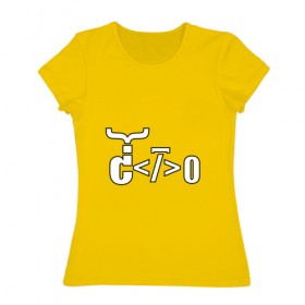 Женская футболка хлопок с принтом Велосипед программиста в Курске, 100% хлопок | прямой крой, круглый вырез горловины, длина до линии бедер, слегка спущенное плечо | велосипед | код | программирование | программист | символы