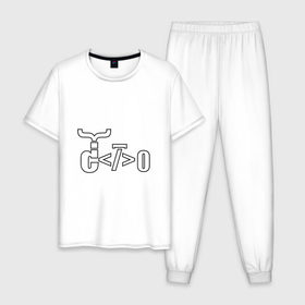 Мужская пижама хлопок с принтом Велосипед программиста в Курске, 100% хлопок | брюки и футболка прямого кроя, без карманов, на брюках мягкая резинка на поясе и по низу штанин
 | велосипед | код | программирование | программист | символы