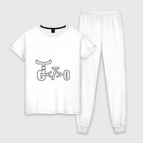 Женская пижама хлопок с принтом Велосипед программиста в Курске, 100% хлопок | брюки и футболка прямого кроя, без карманов, на брюках мягкая резинка на поясе и по низу штанин | велосипед | код | программирование | программист | символы