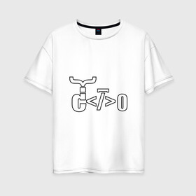 Женская футболка хлопок Oversize с принтом Велосипед программиста в Курске, 100% хлопок | свободный крой, круглый ворот, спущенный рукав, длина до линии бедер
 | велосипед | код | программирование | программист | символы