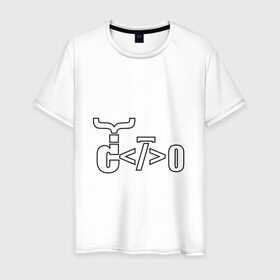 Мужская футболка хлопок с принтом Велосипед программиста в Курске, 100% хлопок | прямой крой, круглый вырез горловины, длина до линии бедер, слегка спущенное плечо. | велосипед | код | программирование | программист | символы