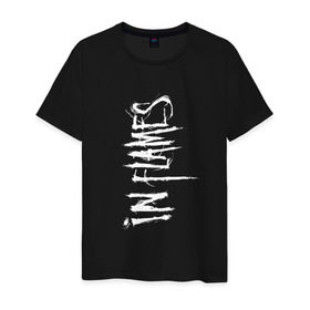 Мужская футболка хлопок с принтом In Flames Vertical Logo White в Курске, 100% хлопок | прямой крой, круглый вырез горловины, длина до линии бедер, слегка спущенное плечо. | melodic death metal | metal | metalcore | rock | дес | дет | дэт | рок