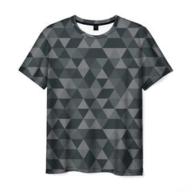 Мужская футболка 3D с принтом Hipster gray в Курске, 100% полиэфир | прямой крой, круглый вырез горловины, длина до линии бедер | абстракция | белый | мозаика | ромб | серый | треугольник | узор | хипстер | черный | яркий