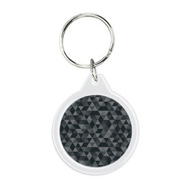 Брелок круглый с принтом Hipster gray в Курске, пластик и полированная сталь | круглая форма, металлическое крепление в виде кольца | абстракция | белый | мозаика | ромб | серый | треугольник | узор | хипстер | черный | яркий