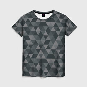 Женская футболка 3D с принтом Hipster gray в Курске, 100% полиэфир ( синтетическое хлопкоподобное полотно) | прямой крой, круглый вырез горловины, длина до линии бедер | абстракция | белый | мозаика | ромб | серый | треугольник | узор | хипстер | черный | яркий