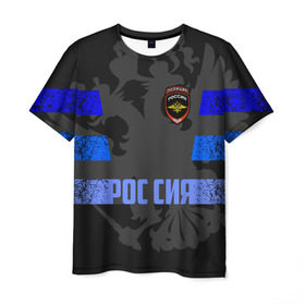 Мужская футболка 3D с принтом Полиция в Курске, 100% полиэфир | прямой крой, круглый вырез горловины, длина до линии бедер | 02 | 112 | мвд | милиция | россия | рф