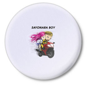 Значок с принтом Sayonara boy в Курске,  металл | круглая форма, металлическая застежка в виде булавки | Тематика изображения на принте: 