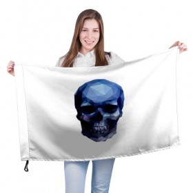 Флаг 3D с принтом Бумажный череп в Курске, 100% полиэстер | плотность ткани — 95 г/м2, размер — 67 х 109 см. Принт наносится с одной стороны | 