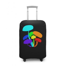 Чехол для чемодана 3D с принтом Цветные грибы в Курске, 86% полиэфир, 14% спандекс | двустороннее нанесение принта, прорези для ручек и колес | грибочки | грибы