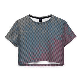 Женская футболка 3D укороченная с принтом Hexagon Триколор в Курске, 100% полиэстер | круглая горловина, длина футболки до линии талии, рукава с отворотами | тусклый