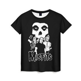 Женская футболка 3D с принтом Misfits в Курске, 100% полиэфир ( синтетическое хлопкоподобное полотно) | прямой крой, круглый вырез горловины, длина до линии бедер | horror | punk | rock | альтернатива | группа | мисфитс | неприкаянные | панк | рок | хоррор
