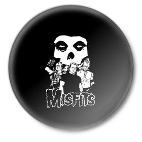 Значок с принтом Misfits в Курске,  металл | круглая форма, металлическая застежка в виде булавки | Тематика изображения на принте: horror | punk | rock | альтернатива | группа | мисфитс | неприкаянные | панк | рок | хоррор