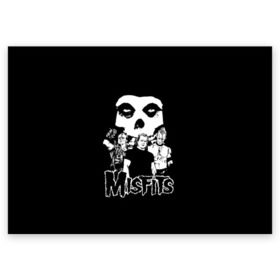 Поздравительная открытка с принтом Misfits в Курске, 100% бумага | плотность бумаги 280 г/м2, матовая, на обратной стороне линовка и место для марки
 | horror | punk | rock | альтернатива | группа | мисфитс | неприкаянные | панк | рок | хоррор